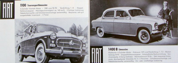 Fiat Modellprogramm 1954 "Ein Programm für alle Wünsche" Automobilprospekt (2250)